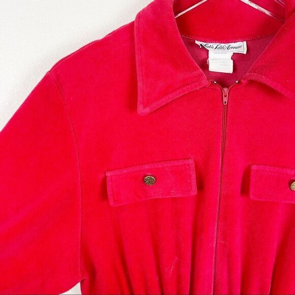 Saks Fifth Avenue Red Velvet Jumpsuit Gold XS - Picture 7 of 14